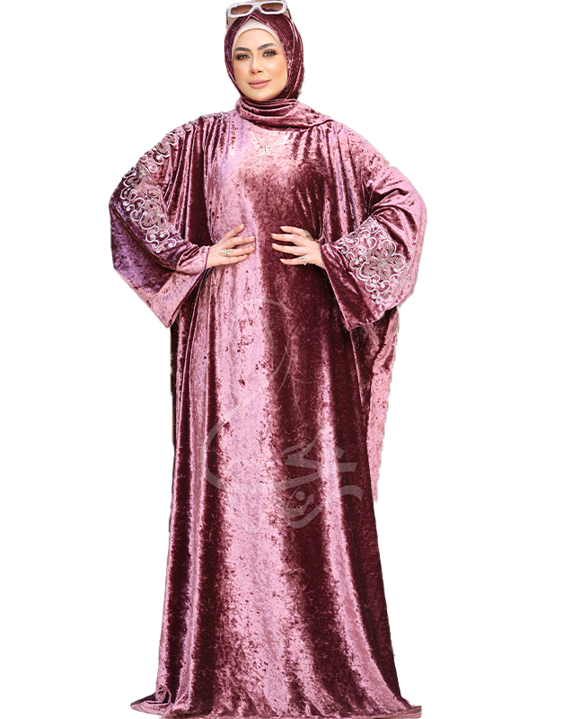 إسدال شتوي قطيفة جانجاه بتطريز زهور