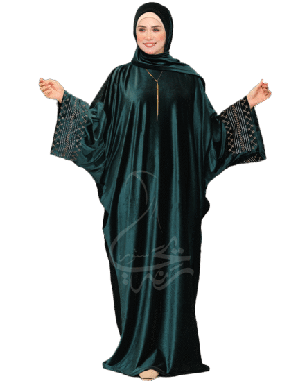 اسدال قطيفة شتوي مطرز أكمام