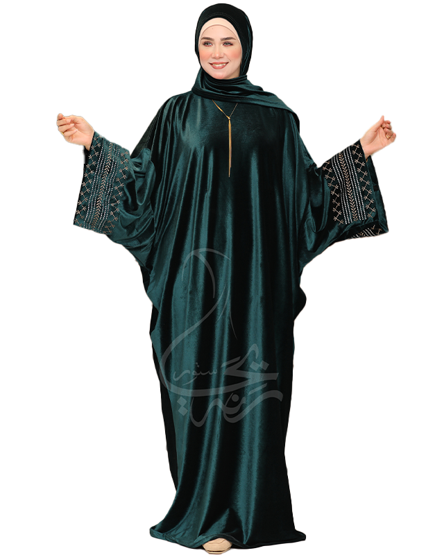 اسدال قطيفة شتوي مطرز أكمام